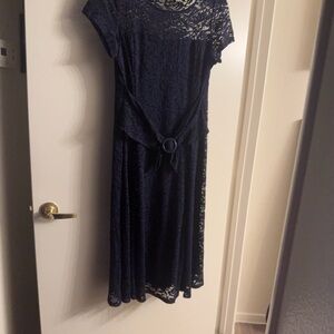 Perceptions Midnight Blue Lace Midi Dress